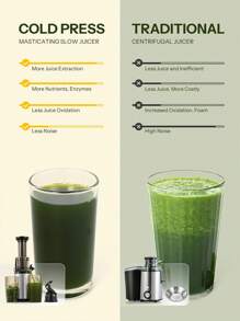 Masticating Juicer Machines, Reemix Cold Press Juicer Machine Compact Size, Juice Extractor, Nutrient And Vitamin Dense,  Easy To Clean - Silver - View 2