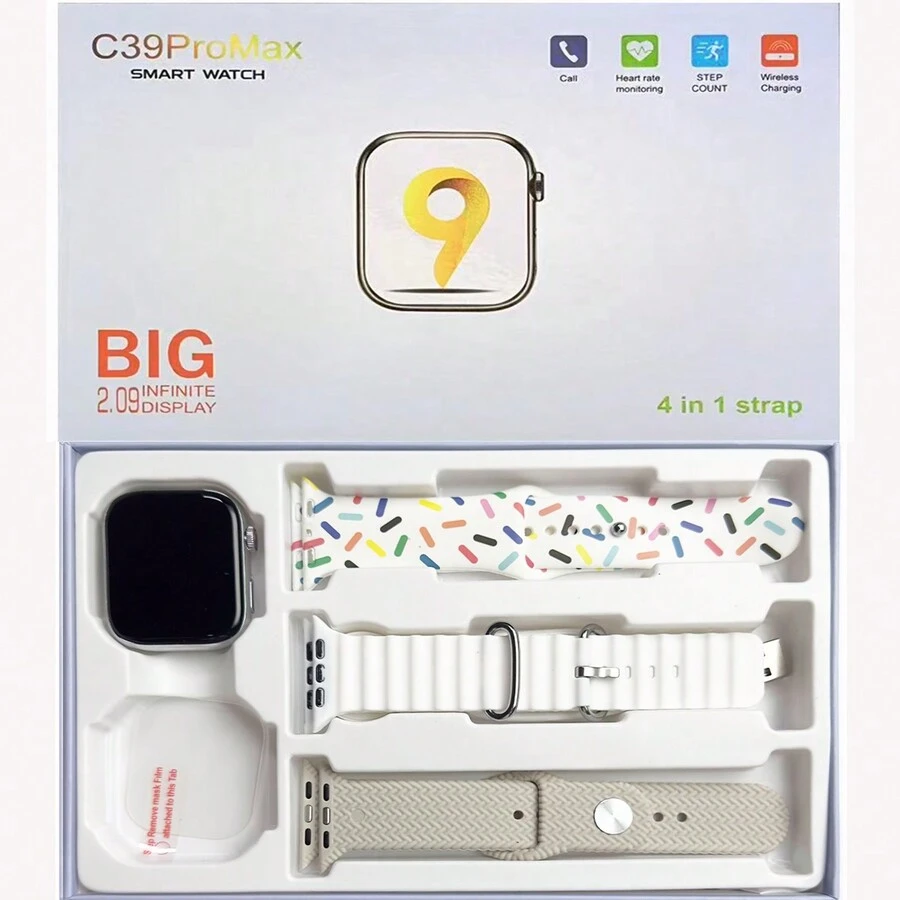 2024 New Original Watch 9 Smart C39 PRO MAX Men Bluetooth Call Body Temperature - 白色 - 查看 1