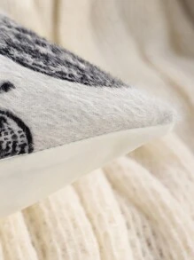 Miater 1pc Halloween Decor Throw Pillow Cover, Fluffy Jacquard Pumpkin Design For Living Room Bedroom, Fall And Thanksgiving