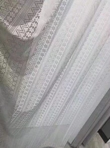 1 Peça Cortina Voil Trançada Oca com Design de Flor de Extremosa, Estilo Pastoril Vintage, Persiana, Protetor Solar e Isolante para Varanda
