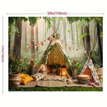 聚酯纤维森林露营背景用途广泛 - 春夏派对装饰、摄影背景，无需电力 - 瑜珈背景 - 查看 3