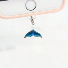 Stylish Blue Fish-Tail Shaped Alloy Anti-Dust Charging Port Plug Charm For Mobile Phone Dust Plug