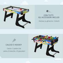 Tavolo da Gioco 4 in 1 per Calcio-Balilla, Biliardo, Air Hockey e Ping Pong con Accessori Inclusi, Tavolo Pieghevole in MDF e Plastica, Multicolore - Multicolore - Visualizzare 7
