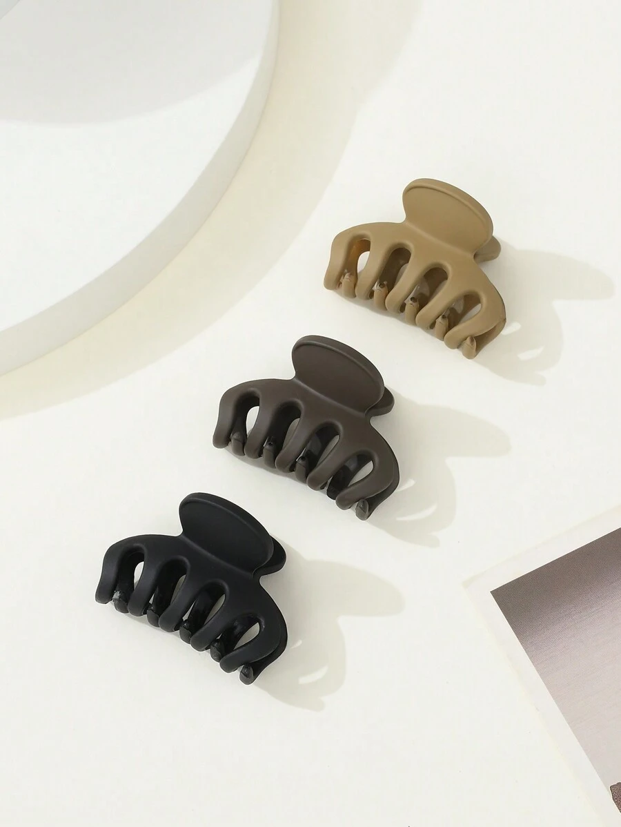 3pcs Solid Matte Small Casual Hair Claw For Daily Casual Outing Wear Summer Claw Clips Hair Clips Hair Jaw Clip Hair Clamps Hair Clutch Hair Catcher Clip, School Stuff, College Fall Winter Hair Accessories For Women For Vacation Outfits Woman - Multicolor - View 1