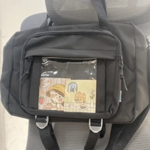 Túi xách nữ sinh trung học Nhật Bản (JK) trong suốt, túi đeo vai, túi đeo chéo, túi đeo vai cỡ lớn, túi thời trang đường phố phong cách Nhật Bản dành cho nữ. - màu đen - Xem 6