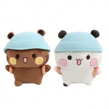 1 件可爱表情包娃娃布布嘟嘟毛绒玩具伊尔熊猫毛绒玩具柔软填充动物装饰玩具礼物 - 彩色 - 查看 7