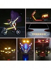 10pcs Car Bumper Reflective Safety Stickers, High Visibility Reflective Tape, Suitable For Cars, Motorcycles, Bicycles, Trucks