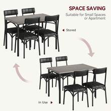 WhizMax Dining Table Set For 4, Kitchen Table With 4 Upholstered Chairs, 5 Piece Rectangular Dining Room Table Set, For Small Space, Apartment, Home, Kitchen, Black And Gray - 灰色 - 查看 7