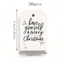 50 piezas, Tarjetas colgantes de Navidad Feliz Navidad en blanco para escribir, Tarjetas colgantes de felicitaciones, Empaquetado de regalos, Decoración de regalos, Tarjetas colgantes, Decoraciones de Navidad, Artículos pequeños, Artículos estéticos lindos, Artículos geniales, Artículos inusuales, Decoración de regalos, Navidad