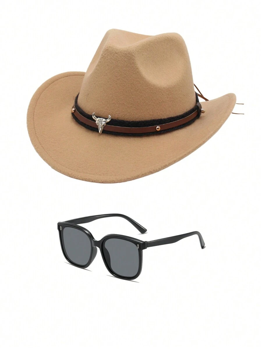 1 件西部牛仔风格帽子和太阳镜套装 - 彩色 - 查看 1