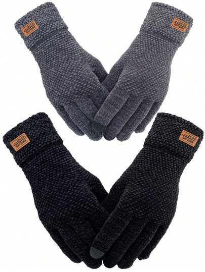 Guanti invernali da donna con touch screen, guanti in maglia termici con fodera calda, polsini elasticizzati, guanti da digitazione invernali, accessori per Ognissanti, guanti invernali