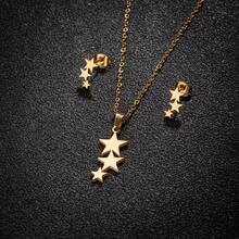 1PC Stainless Steel Jewelry Group Women Minimalist Music Stars Plum, Sports Football Fitness Necklace Earrings - Silver - View 8