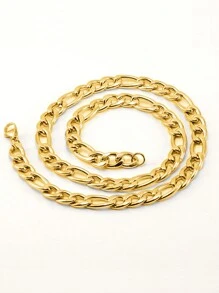 1 paquete Cadena Figaro de acero inoxidable de moda, collar, pulsera, joyería de estilo hip hop, regalo para hombres y mujeres, apto para uso diario