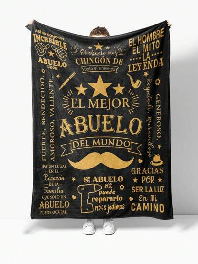 1pc Envelope Style Cartoon Pattern Flannel Blanket, Home Room Decor, Picnic Travel, Plush Throw Blanket, Autumn Blanket, Gift For Grandpa