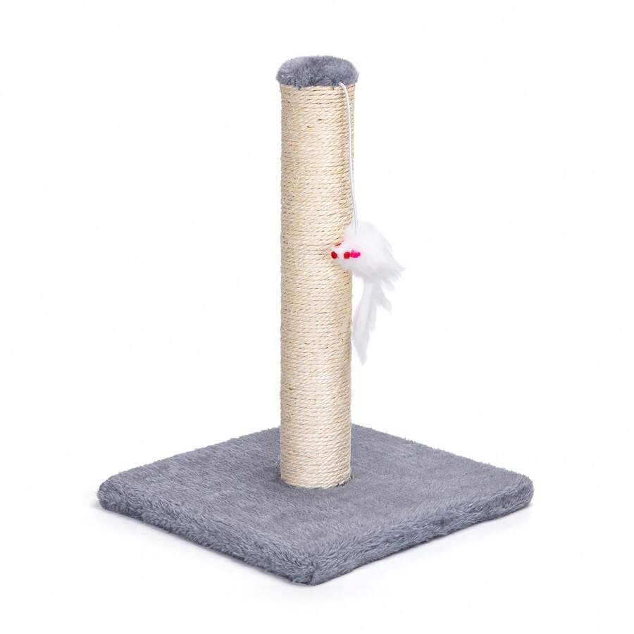 25*35cm Grey Vertical Cat Climbing Tower With Cat Toys, Easy Assembly, Pillar Cat Tree, Year-Round Use