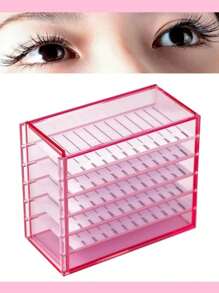 Caja de Almacenamiento de extension de pestañas, 5 capas - Rosa - Ver 5