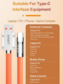 Eaget 120W Fast Charging Cable USB-A To Type-C Interface With Compatible With Samsung Galaxy S7 S6, Redmi, Note 6 5 Android Devices And More - Multicolor - View 9