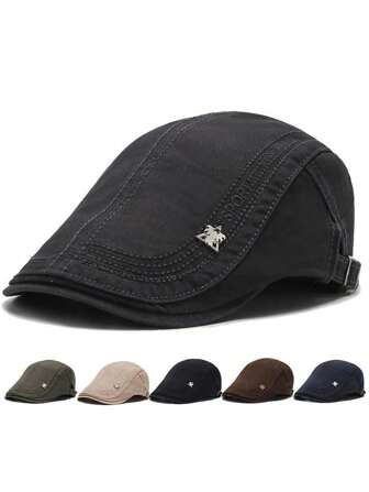 Gorra de boina casual con logo avanzado para hombres, gorra de boina transpirable de moda unisex, para otoño/invierno