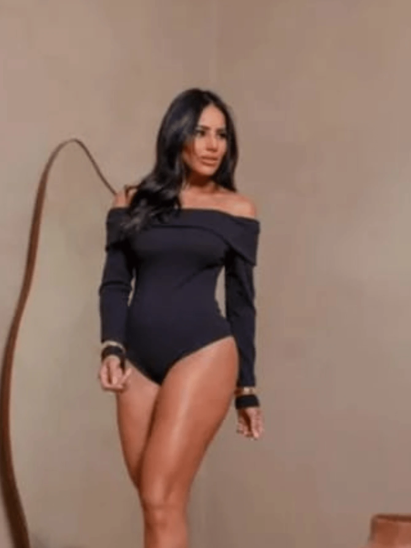 Huld Mix Body Duda Long Sleeve Shoulder To Shoulder Basic Fashion - 黑色 - 查看 1