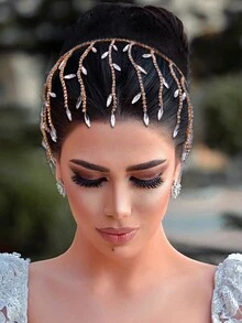 1 chiếc băng đô cô dâu đính đá thủ công, phụ kiện tóc dự tiệc cưới cho phụ nữ, đồ trang sức tóc thời trang cho các sự kiện kỷ niệm - A - Xem 4