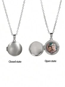 Customized Personalized Color Photo + Name Engraved Necklace Father's Day Gift Mother's Day Gift Valentine's Day Gift Birthday Anniversary Gift For Friends And Classmates Graduation Christmas Family High-End Gift
