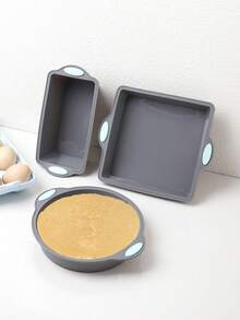 1个/3个/1套 小型圆形和方形硅胶蛋糕模具，不粘DIY烘焙模具，适用于圣诞节、万圣节面包、吐司等，厨房配件 - 彩色 - 查看 6