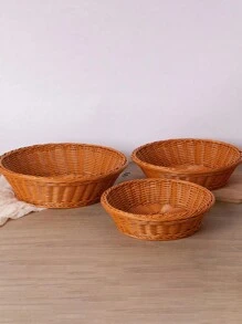 1 pièce Panier à pain style rotin, panier à fruits, plateau de présentation de dessert, plateau empilable, panier de rangement multifonctionnel, panier en osier tressé à la main