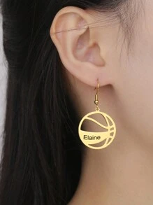 A Pair Of Stainless Steel Basketball Custom Earrings Personalized Custom Name Sports Earrings Fashion Exquisite Jewelry