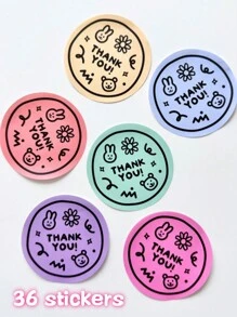 36pcs/48pcs/72pcs "Thank You" Square/Round Shape Simple Instagrams Gift Stickers, Decoration Stickers, Thank You Labels, Dessert Stickers Valentine Day