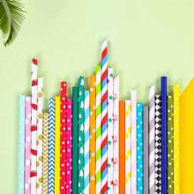 100/200 件彩色纸管一次性装饰饮料派对工艺纸吸管，适用于万圣节或圣诞节派对