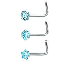 Clous de nez 20g 18g Anneaux de nez Clous de nez en forme de L en acier chirurgical inoxydable avec petit diamant Clous de nez pour femmes et hommes Anneaux de nez tire-bouchon Clous de piercing de nez à vis
