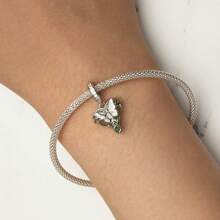 WOSTU 1pc 925 Sterling Silver Four-Leaf Clover Round Clip,Bee And Daisy Charm Bead,Green Cactus Flower & Lucky Four-Leaf Clover Pendant,Tree Of Life&Butterfly Pendant Inlaid Green Zirconia And Glass Fit Women DIY Bracelets And Necklace Fine Jewelry Making Valentines