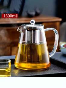 1 件 304 不锈钢玻璃茶壶带过滤器，耐热，适用于家庭、餐厅、办公室和露营，夏季和冬季饮料供应 - 透明 - 查看 7