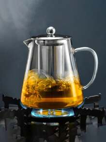 1 件 304 不锈钢玻璃茶壶带过滤器，耐热，适用于家庭、餐厅、办公室和露营，夏季和冬季饮料供应 - 透明 - 查看 2