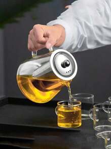 1 件 304 不锈钢玻璃茶壶带过滤器，耐热，适用于家庭、餐厅、办公室和露营，夏季和冬季饮料供应 - 透明 - 查看 3