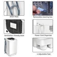 Portable Full-Automatic Washing Machine Top Load 3.5kg Multifunctional 2 In 1 Laundry Washer/Spinner W/Drain Pump And Long Hose - White - View 4