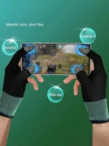 2入組雙指遊戲手套，透氣防汗，《王者榮耀》雞手遊觸控編織手套 - 黑色 - 查看 7