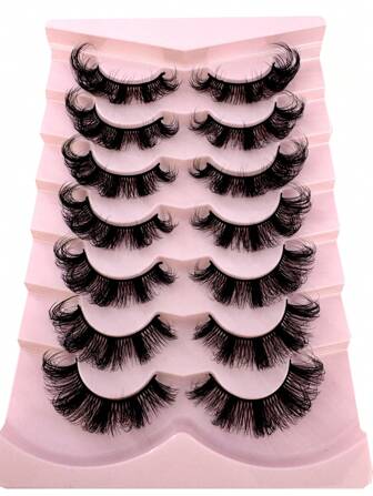 New 7 Pairs Russian Volume Classic Cat Eye Artificial Mink False Eyelashes, Natural DD Curl Fluffy Faux Eyelashes, Cross Wispy Dramatic Volume Faux Mink Lashes Extension For A Natural Look Strip Lashes,Lashes,Eyelashes,Fake Lashes