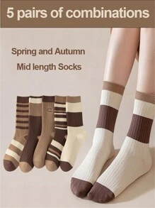 5 pares de calcetines de tobillo bordados para mujer, calcetines de tripulación transpirables y delgados, que absorben la humedad para otoño/invierno, aptos para mocasines