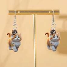 1 Pair, Cute Cat Earrings Animal 2D Acrylic Personalized Fun Earrings Classic Elegant Daily Casual Female Gift Holiday Party Accessories Holiday Party Gifts