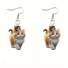 1 Pair, Cute Cat Earrings Animal 2D Acrylic Personalized Fun Earrings Classic Elegant Daily Casual Female Gift Holiday Party Accessories Holiday Party Gifts