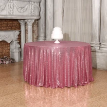 1pc Pink Sequin Round Tablecloth, Sweet Candy Buffet Table, For Christmas, Wedding, Baby Shower, Birthday Party, Dinner Glittering Tablecloth - Multicolor - View 15