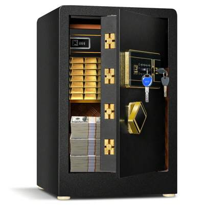 40L Safe Box With Safety Key Lock & Removable Shelf, All-Steel Made Money Safe W/ Digital Keypad, Security Safe For Home, Office, Hotel