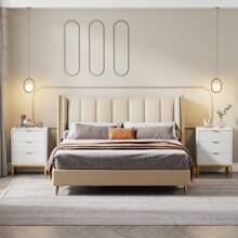 Tribesigns Nightstand, Modern 65.5 Cm Bedside Table With 3 Drawers, Contemporary End Side Table With Storage For Bedroom, Living Room, White/Gold - White - View 4