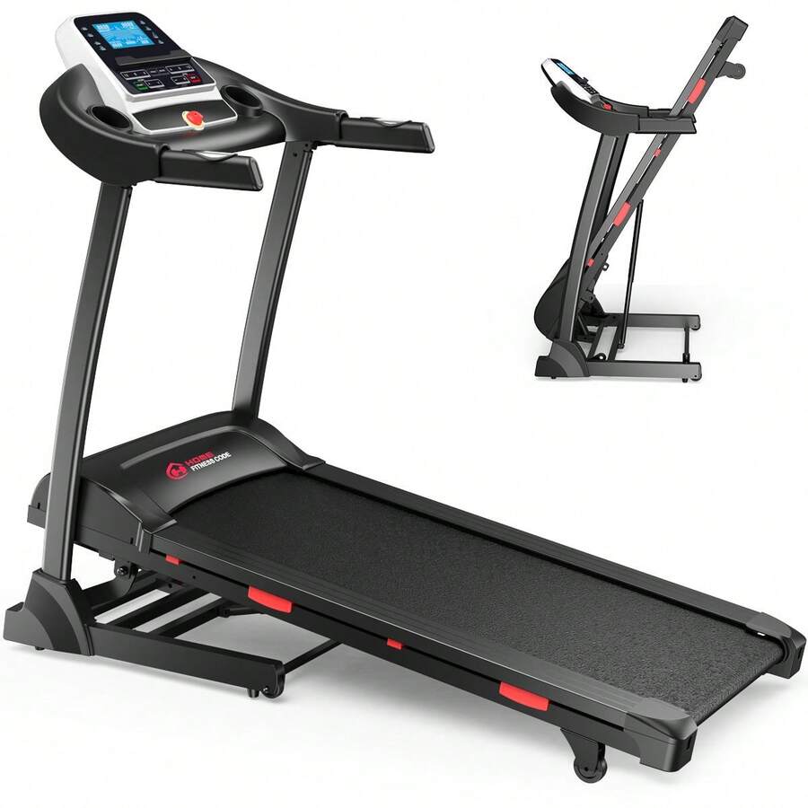 Folding Walking Running Treadmill 3.0HP, 1-16KM/H, 0-15% Auto Incline, Bluetooth, 18 Programs, 150kg Capacity - Black - View 1
