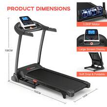 Folding Walking Running Treadmill 3.0HP, 1-16KM/H, 0-15% Auto Incline, Bluetooth, 18 Programs, 150kg Capacity - Black - View 6
