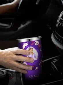 1 pieza, Vaso personalizado de Halloween, 30oz - Divertido fantasma de Halloween, Abuela, Taza de viaje con aislamiento doble al vacío para té con tapa y pajilla, Regalo de Halloween para mujeres, Regalo festivo para amigos y familia