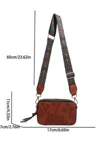 纹理压花小方包包女时尚洋气单肩包宽肩带斜挎包百搭休闲手机包 - 彩色 - 查看 2