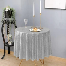 1pc Pink Sequin Round Tablecloth, Sweet Candy Buffet Table, For Christmas, Wedding, Baby Shower, Birthday Party, Dinner Glittering Tablecloth - Multicolor - View 20