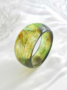 1 peça Bracelete de resina floral transparente geométrica e exagerada da moda, adequado para mulheres elegantes e únicas, perfeito para praia, festa, uso diário, presente - Realça o apelo do visual.